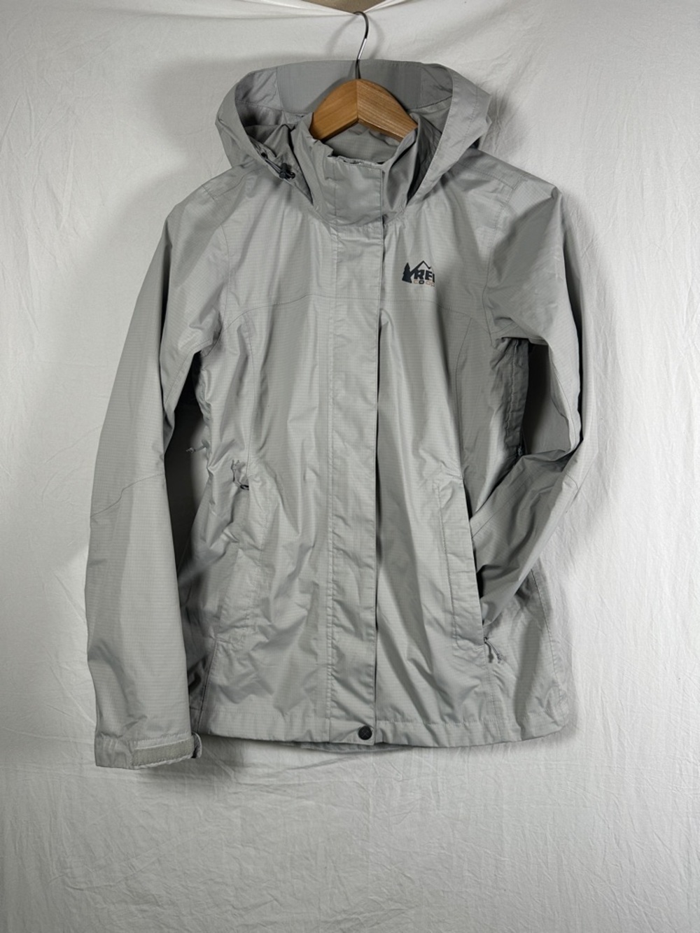 REI Co-op Light Gray Jacket with Black Logo Tag